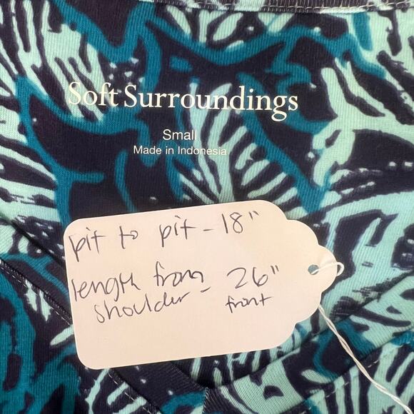NWT Soft Surroundings Isabel Pima Tunic Tee Abstract Aqua Blue Small - Picture 8 of 9